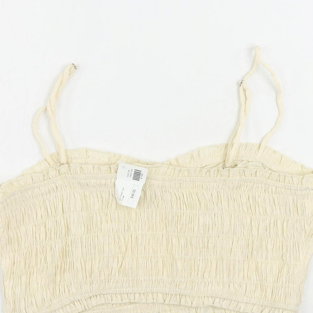 Lelis Womens Ivory Polyester Cropped Tank Size M Sweetheart - Shirred