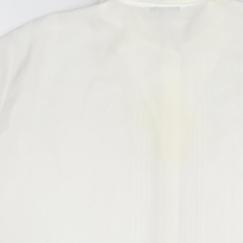 St Michael Womens White Floral Polyester Basic Button-Up Size 14 Collared