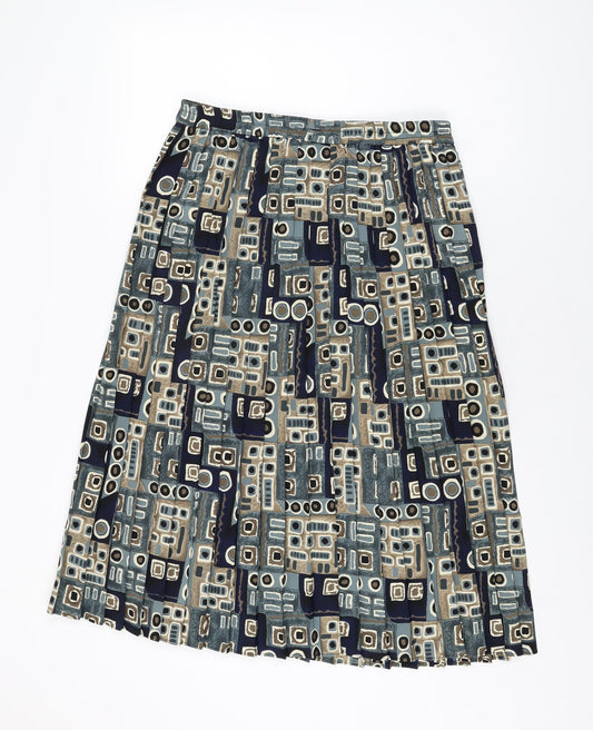 Selection Womens Multicoloured Geometric Polyester Swing Skirt Size 14