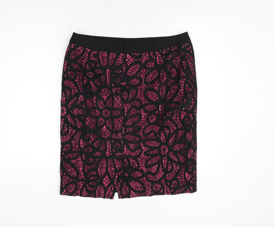 Daisy May Womens Black Geometric Polyester Straight & Pencil Skirt Size 14 Zip