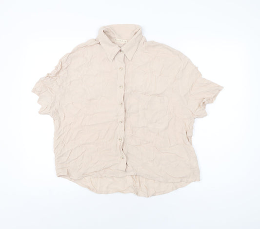 Womens UK Size M Bassika Pink Viscose Button-Up