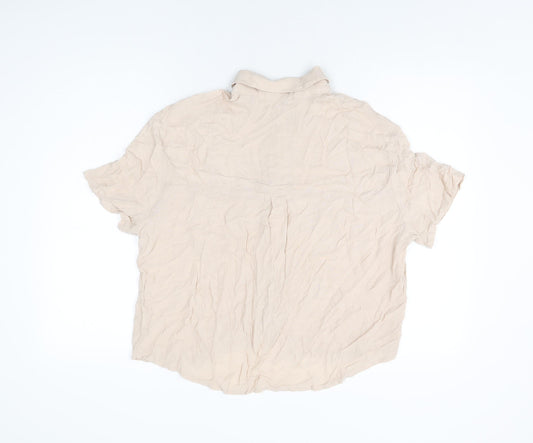 Bassika Womens Pink Viscose Basic Button-Up Size M Collared