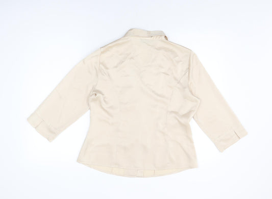 Alex & Co Womens Ivory Polyester Basic Button-Up Size 14 Collared