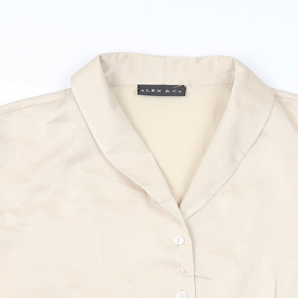 Alex & Co Womens Ivory Polyester Basic Button-Up Size 14 Collared