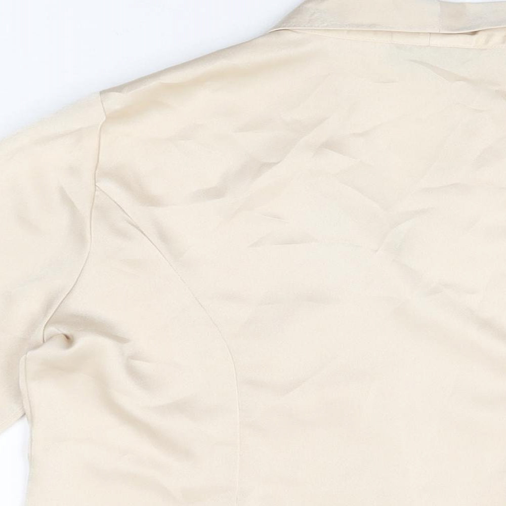 Alex & Co Womens Ivory Polyester Basic Button-Up Size 14 Collared