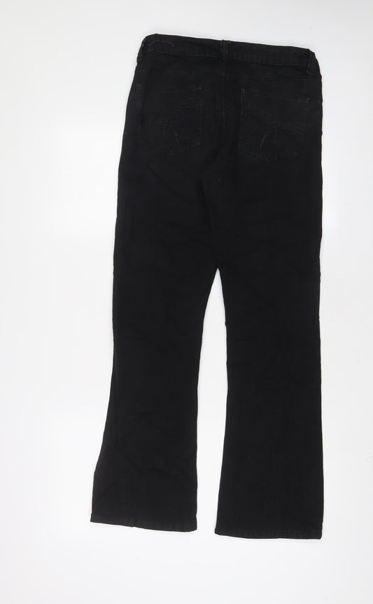 Hot Miami Styles Womens Black Cotton Bootcut Jeans Size 8 L30 in Regular Zip