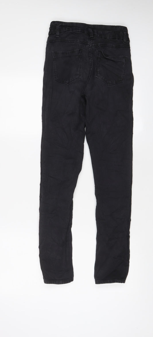 Topshop Womens Black Cotton Skinny Jeans Size 25 in L30 in Regular Zip