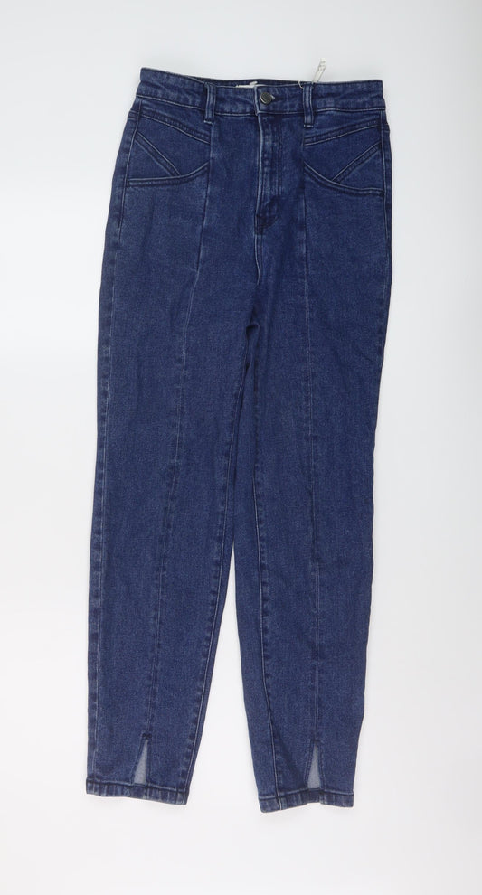 Stradivarius Womens Blue Cotton Mom Jeans Size 10 L28 in Slim Button