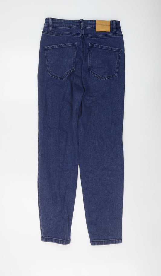 Stradivarius Womens Blue Cotton Mom Jeans Size 10 L28 in Slim Button