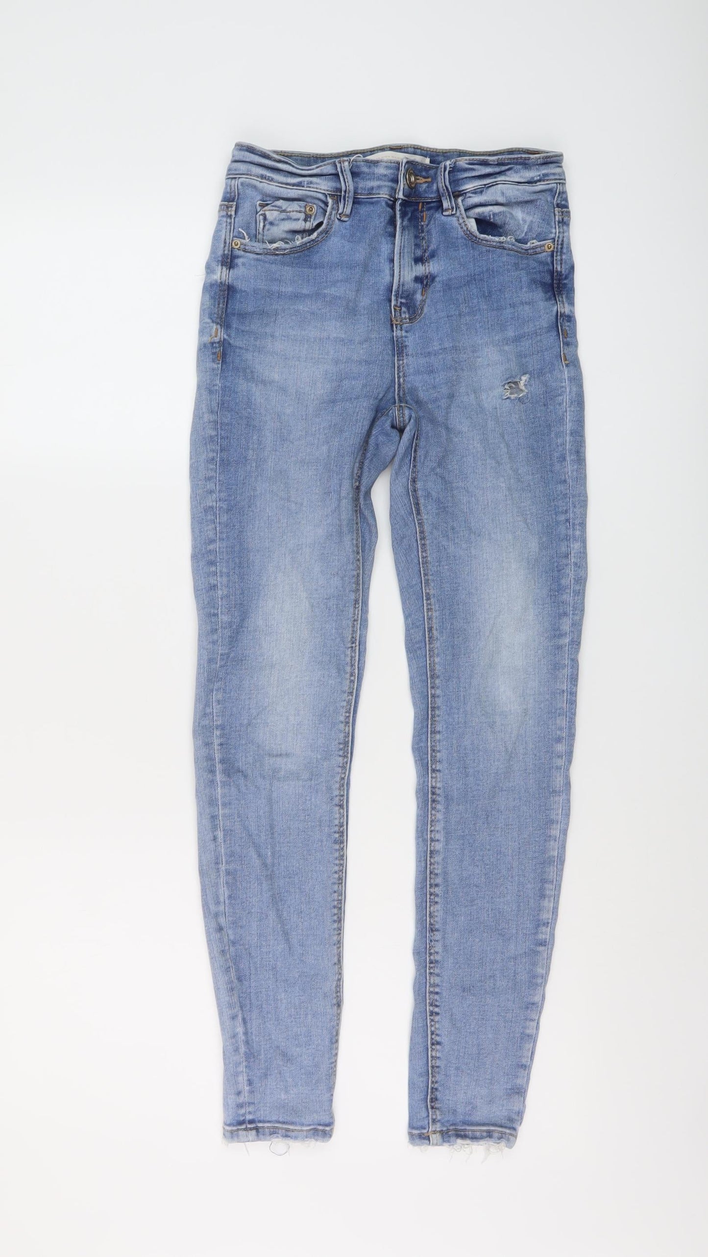 Stradivarius Womens Blue Cotton Skinny Jeans Size 6 L27 in Regular Button