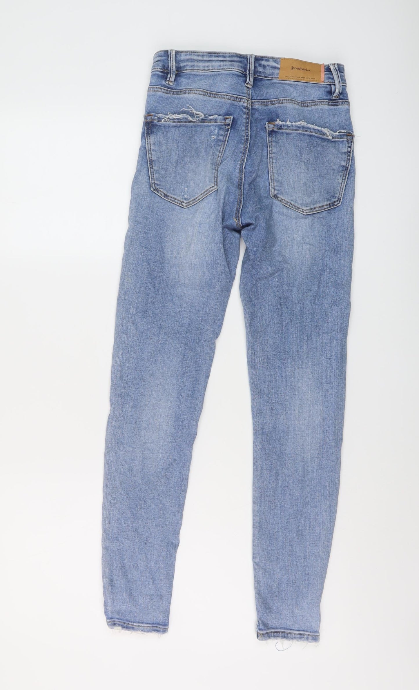 Stradivarius Womens Blue Cotton Skinny Jeans Size 6 L27 in Regular Button