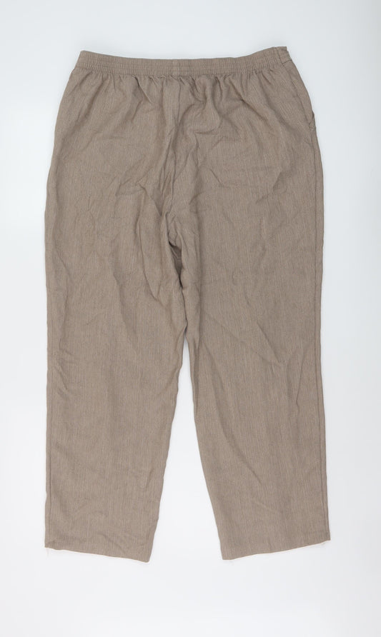 Marks and Spencer Womens Beige Polyester Trousers Size 18 L27 in Regular