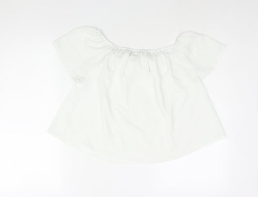 Womens UK Size S Stradivarius White Polyester Blouse
