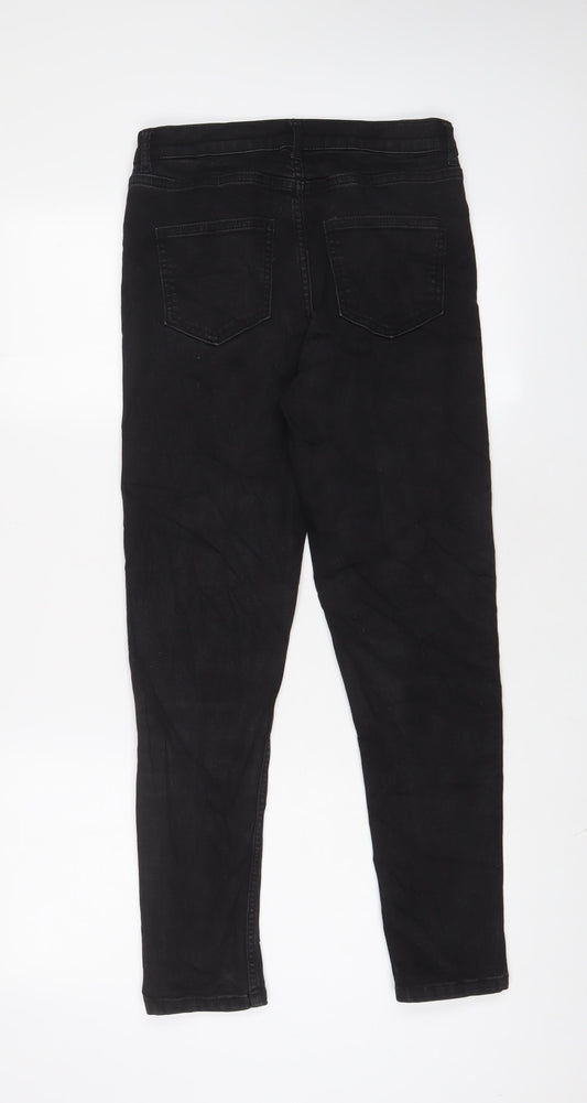 Marks and Spencer Womens Black Cotton Skinny Jeans Size 8 L27 in Regular Zip