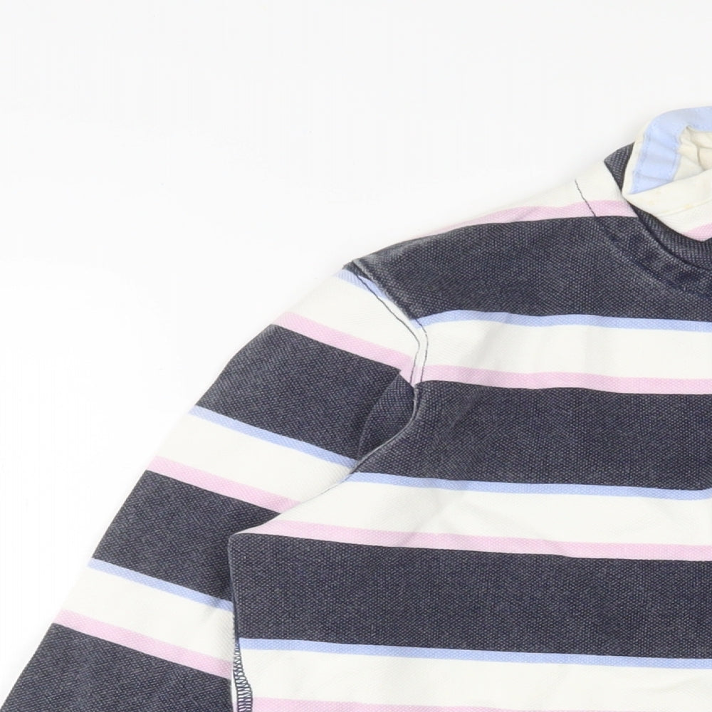 Crew Clothing Womens Multicoloured Striped Cotton Pullover Sweatshirt Size 8 Button - Embroidered