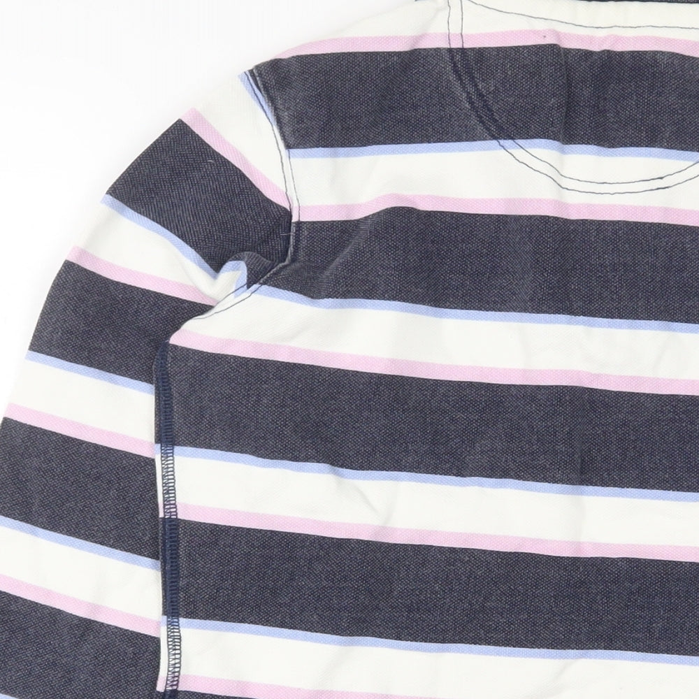 Crew Clothing Womens Multicoloured Striped Cotton Pullover Sweatshirt Size 8 Button - Embroidered