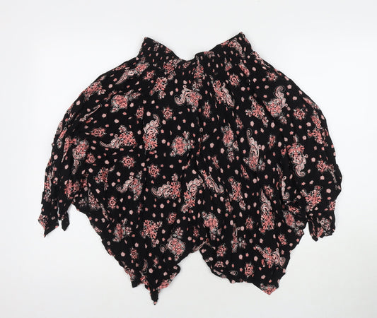 LASCANA Womens Black Floral Viscose Pleated Skirt Size 10