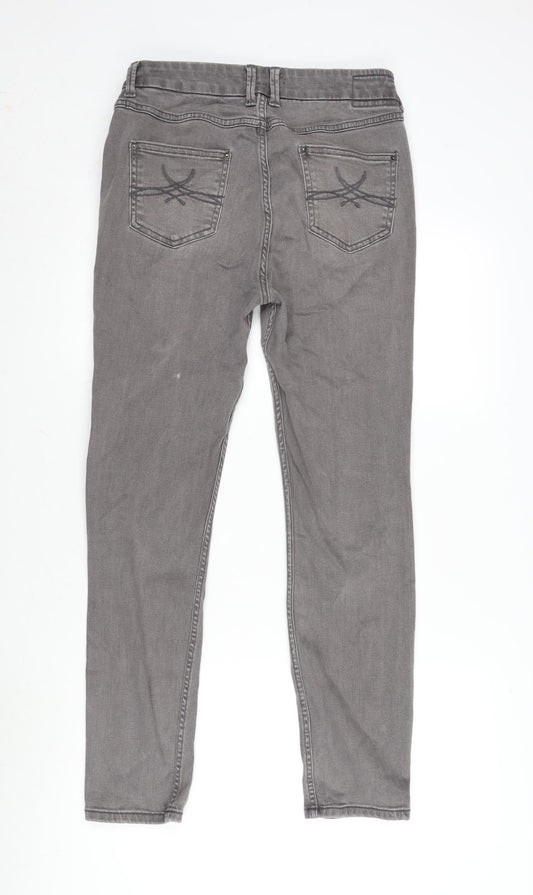 Marks and Spencer Womens Grey Cotton Blend Skinny Jeans Size 10 L28 in Regular Zip