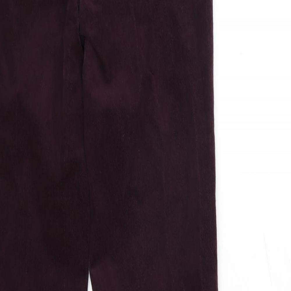 Marks and Spencer Womens Purple Cotton Trousers Size 8 L28 in Regular Zip