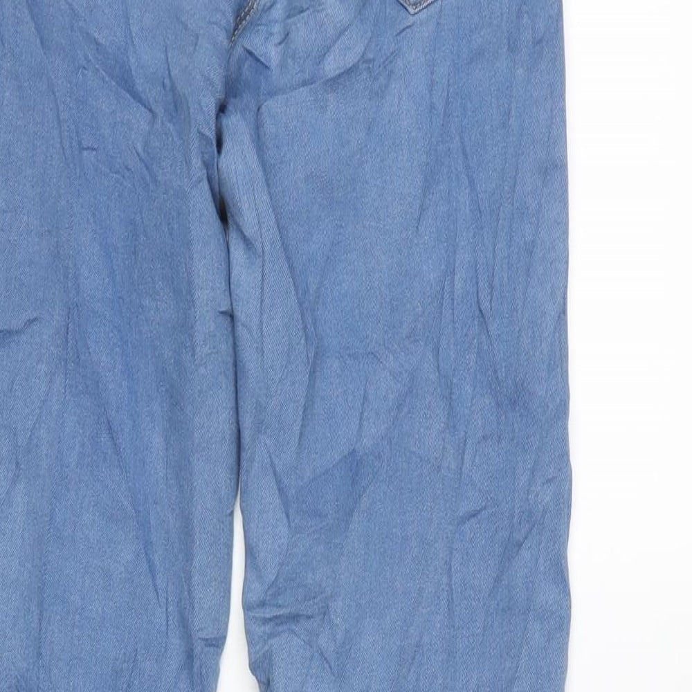 Brand and care label for Denim & Co. women’s blue cotton blend straight jeans, size UK 6, 25.5-inch leg regular zip