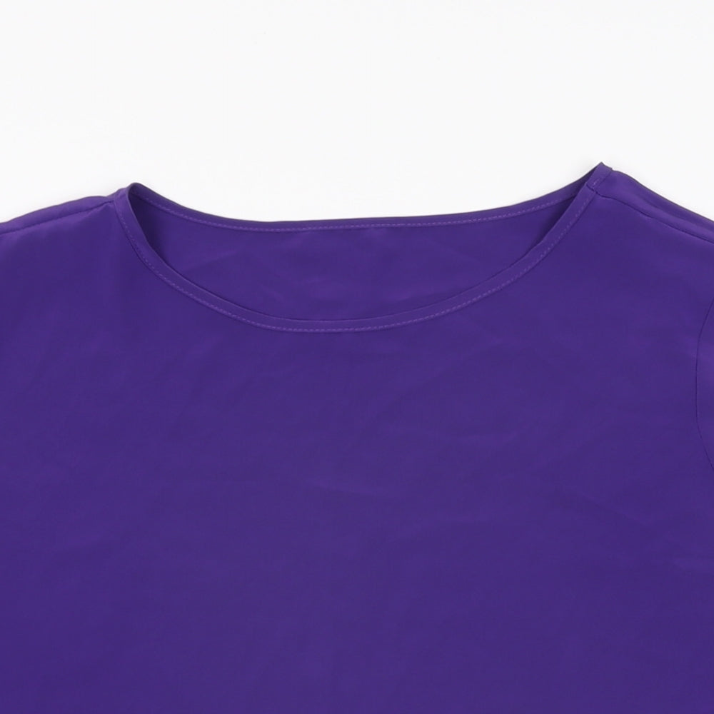 St Michael Womens Purple Polyester Basic T-Shirt Size 12 Round Neck