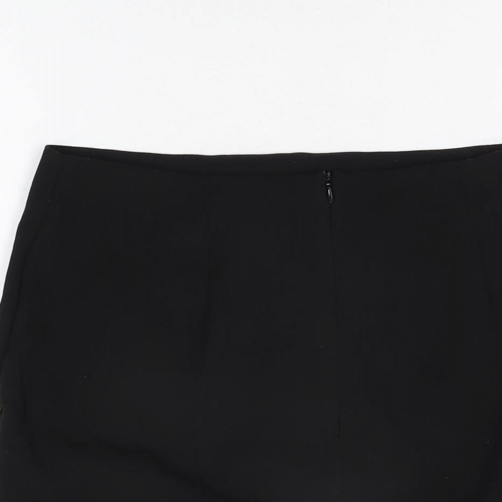 Zara Womens Black Polyester Mini Skirt Size L Zip
