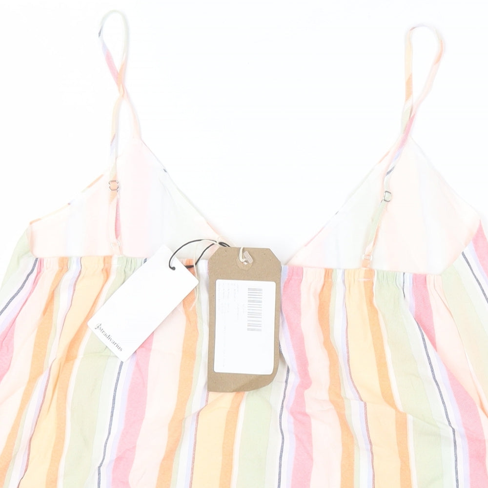 Stradivarius Womens Multicoloured Striped Viscose Camisole Tank Size M V-Neck