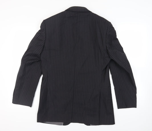 Marks and Spencer Mens Black Striped Polyester Jacket Suit Jacket Size 38 Regular