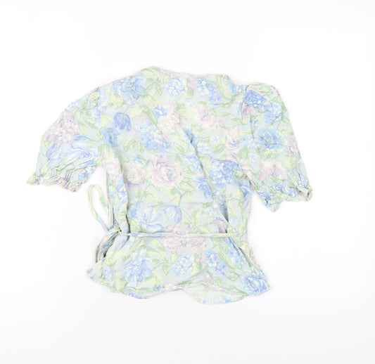 & Other Stories Womens Multicoloured Floral Viscose Wrap T-Shirt Size 4 V-Neck