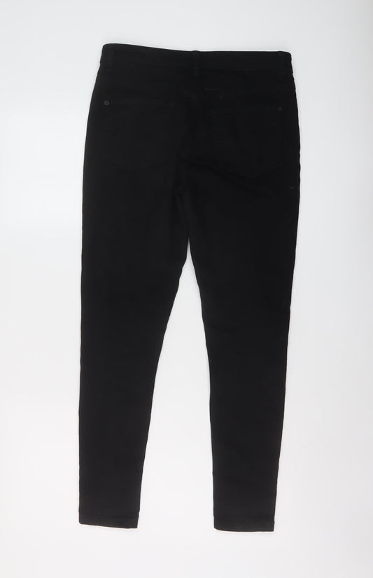 Marks and Spencer Womens Black Cotton Skinny Jeans Size 12 L27 in Regular Button