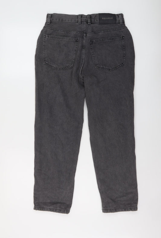 Pull&Bear Womens Grey Cotton Mom Jeans Size 10 L25 in Regular Button