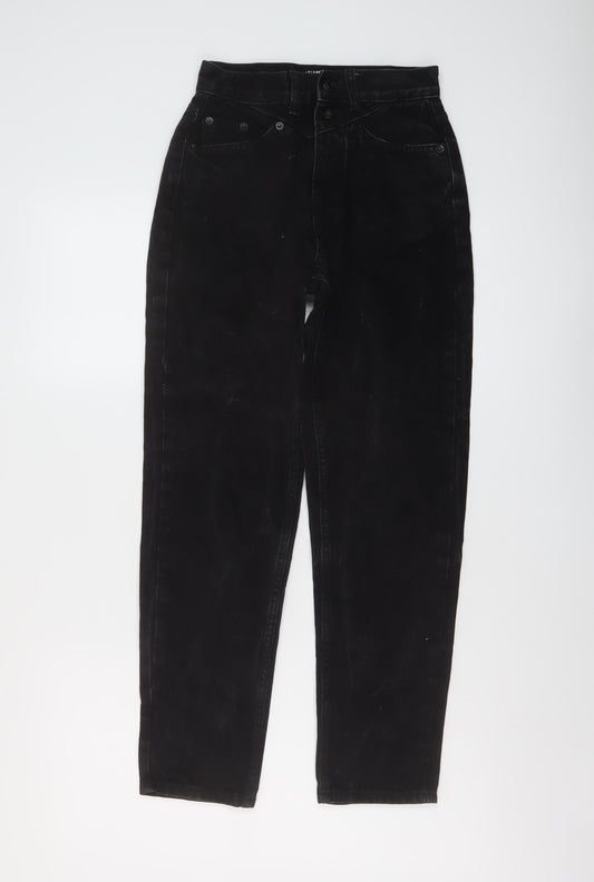 Pull&Bear Womens Black Cotton Mom Jeans Size 4 L27 in Regular Button