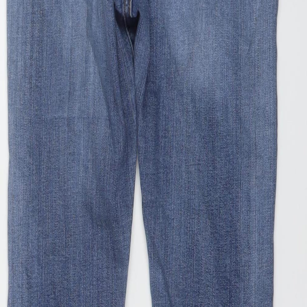 Marks and Spencer Womens Blue Cotton Skinny Jeans Size 10 L28 in Regular Button