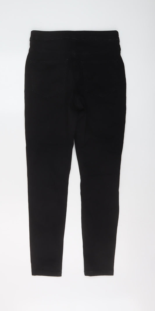 Marks and Spencer Womens Black Cotton Skinny Jeans Size 12 L28 in Regular Button