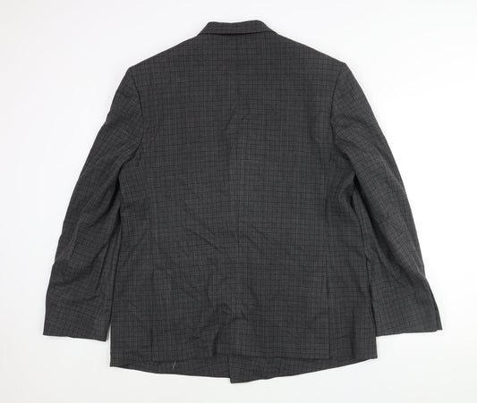 Marks and Spencer Mens Grey Check Polyester Jacket Suit Jacket Size 44 Regular - Unlined