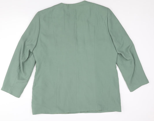 Fashion Extra Womens Green Jacket Size 20 Button - Pleated Embroidered