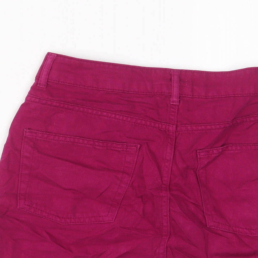 Topshop Womens Purple Cotton A-Line Skirt Size 10 Zip