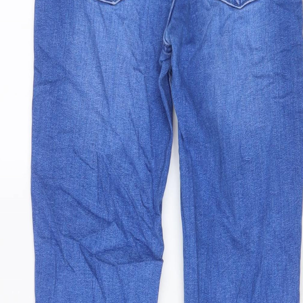 Brand and care label for Denim & Co. girls’ blue cotton skinny jeans, size 11-12, years, 26-inch leg regular zip