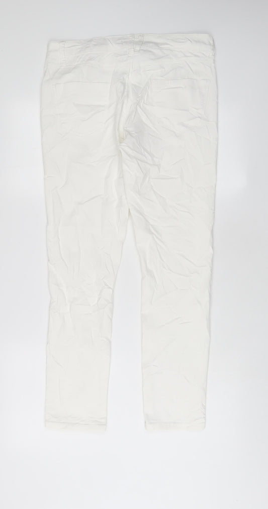 Marks and Spencer Womens White Cotton Skinny Jeans Size 14 L28 in Regular Zip