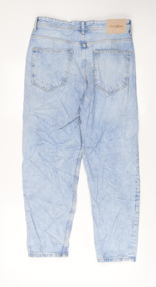 Pull&Bear Womens Blue Cotton Straight Jeans Size 10 L28 in Regular Zip