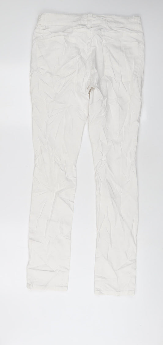 THE WHITE COMPANY Womens White Cotton Skinny Jeans Size 10 L31 in Regular Zip