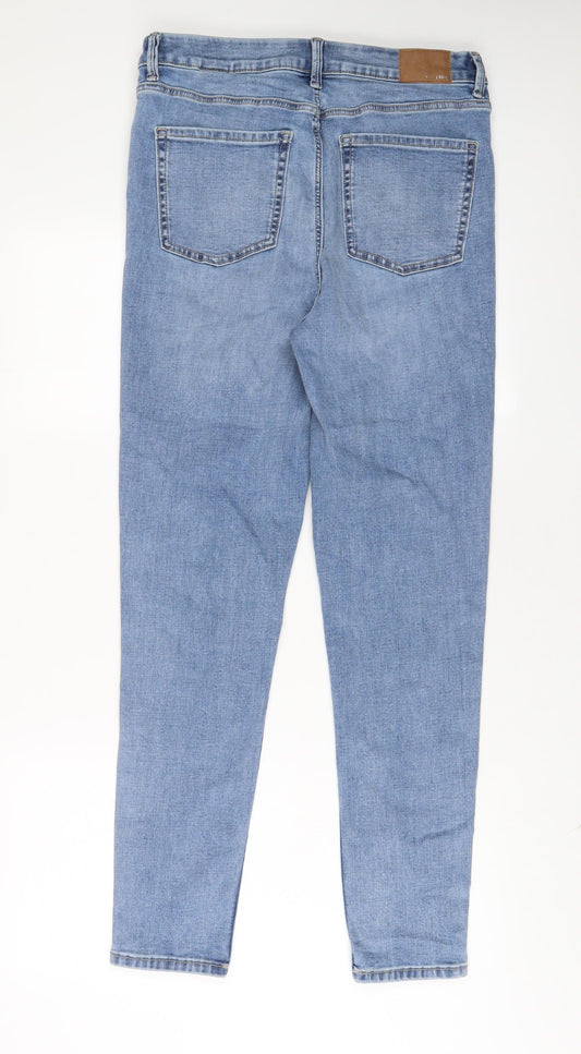Marks and Spencer Womens Blue Cotton Skinny Jeans Size 12 L31 in Regular Zip