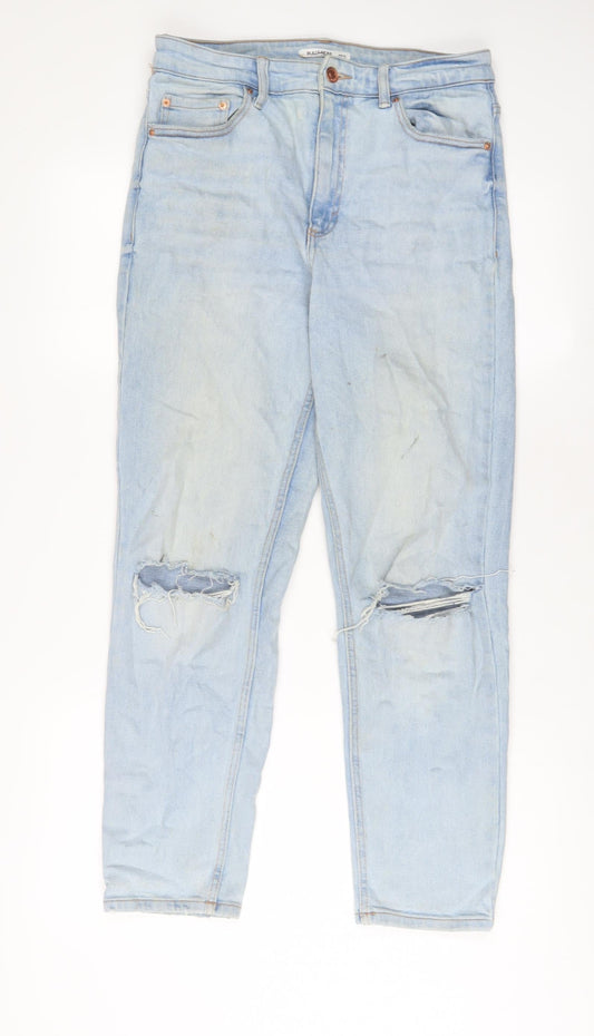 Pull&Bear Womens Blue Cotton Straight Jeans Size 12 L28 in Regular Zip