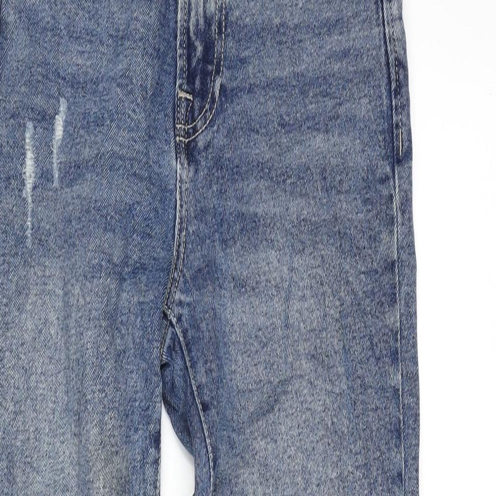 Stradivarious Womens Blue Cotton Blend Straight Jeans Size 4 L26 in Regular Zip