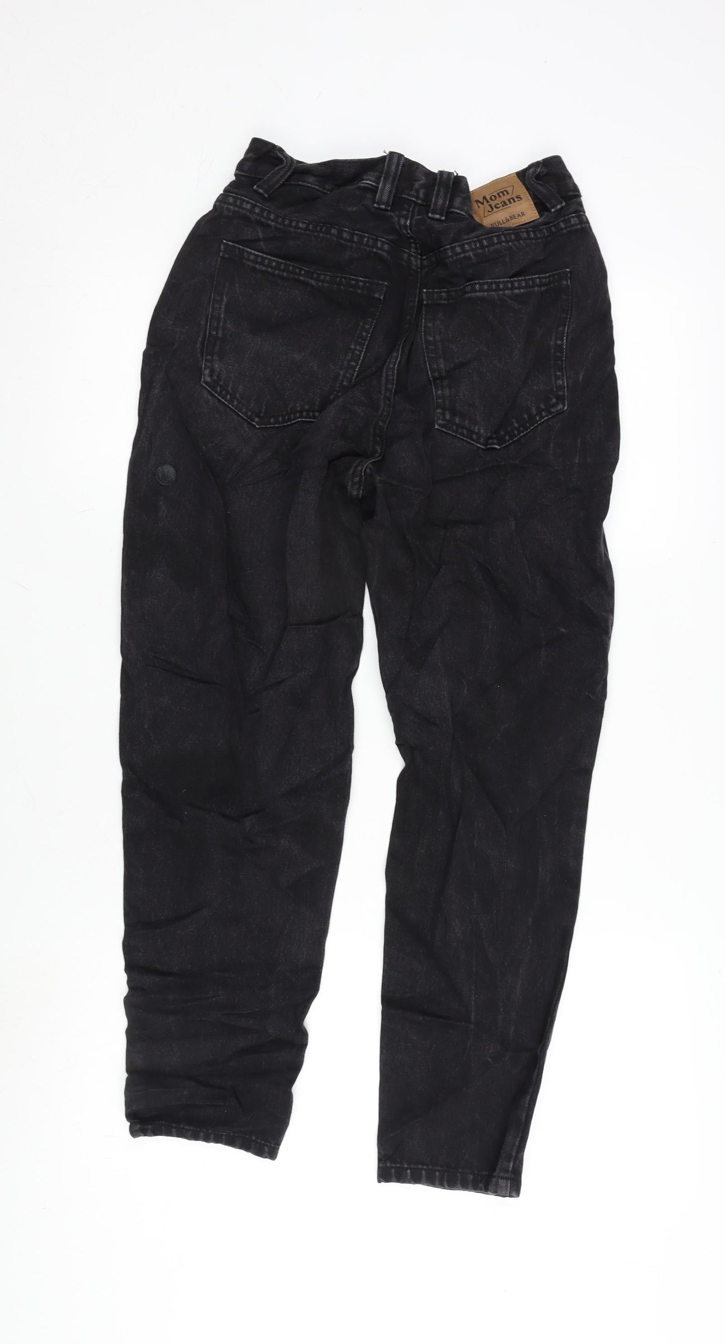 Pull&Bear Womens Black Cotton Mom Jeans Size 8 L26.5 in Regular Zip