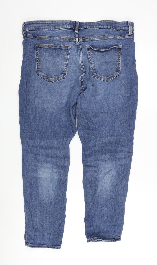 Gap Womens Blue Cotton Blend Straight Jeans Size 10 L25.5 in Regular Zip