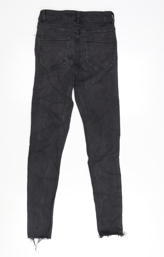 Denim & Co. Womens Grey Cotton Blend Tapered Jeans Size 8 L26 in Regular Zip