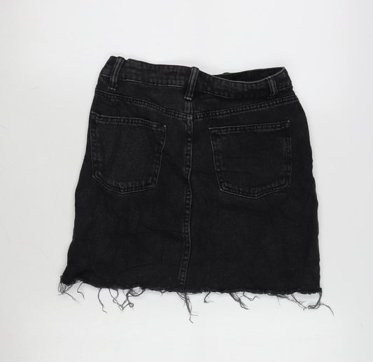 Denim & Co. Womens Grey Cotton A-Line Skirt Size 6 Zip