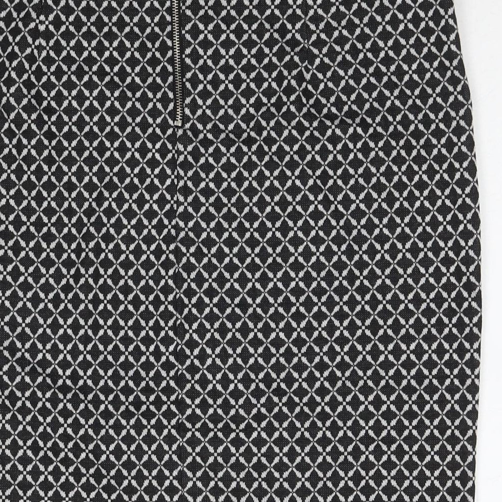 W Womens Black Check Polyester A-Line Skirt Size 32 in Zip