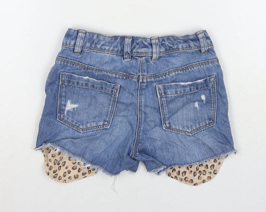 NEXT Girls Blue Cotton Hot Pants Shorts Size 7 Years L3 in Regular Zip